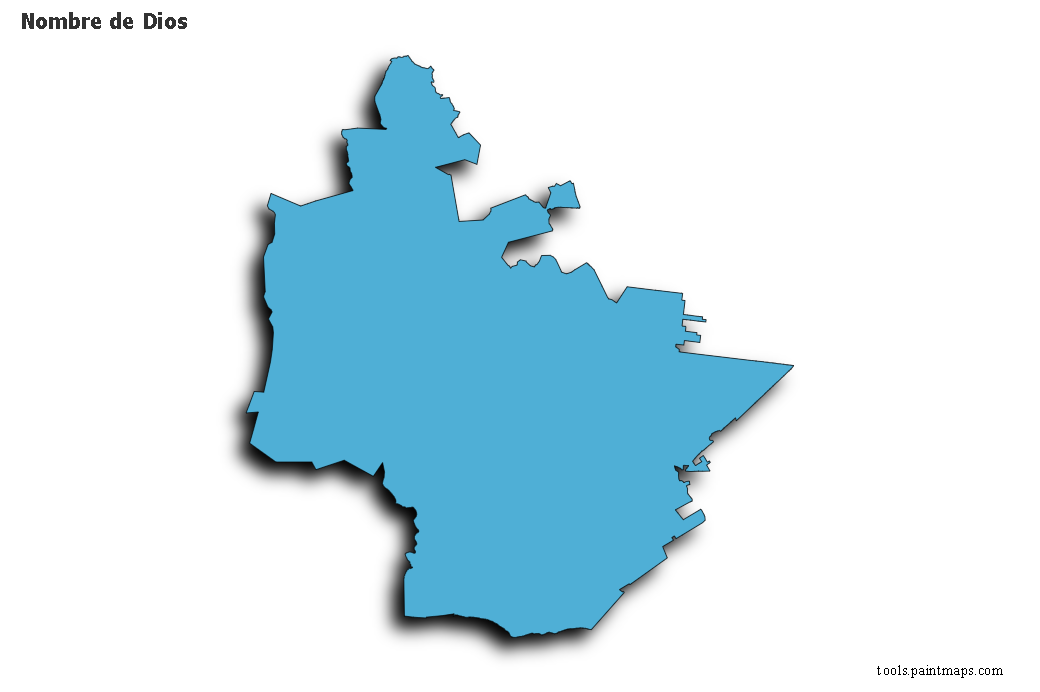 Mapa de Nombre de Dios con efecto de sombra 3D