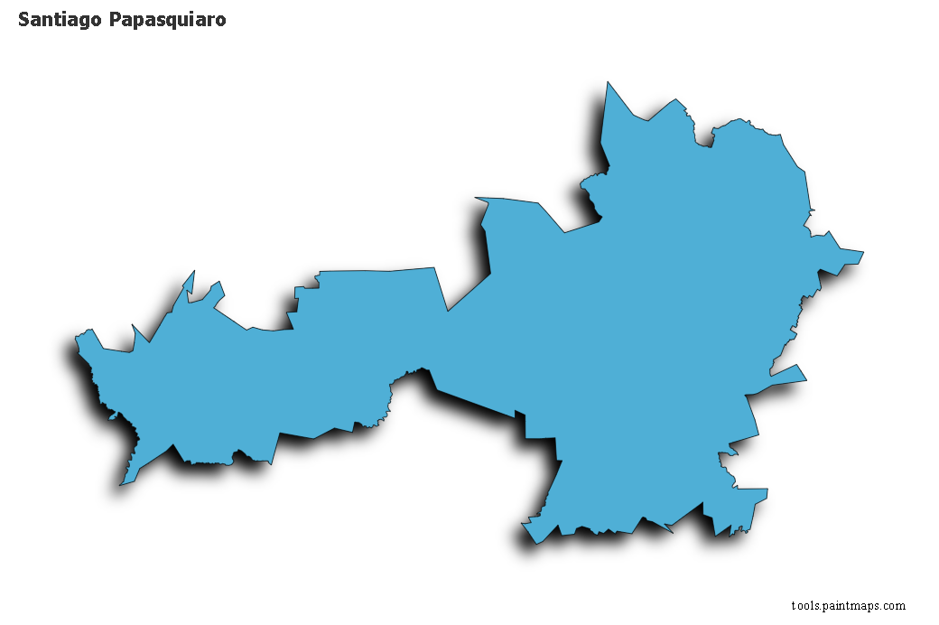 3D gölge efektli Santiago Papasquiaro haritası