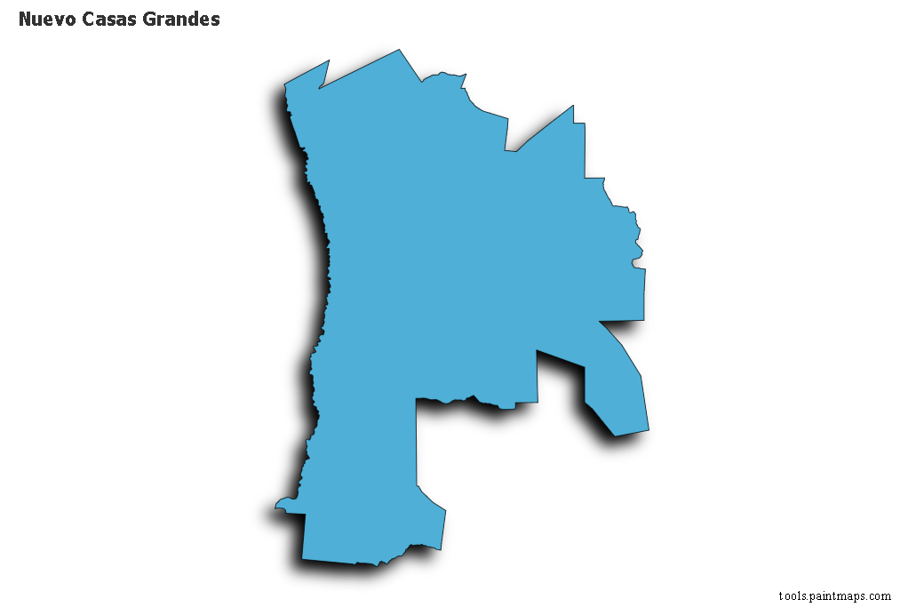 Mapa de Nuevo Casas Grandes con efecto de sombra 3D