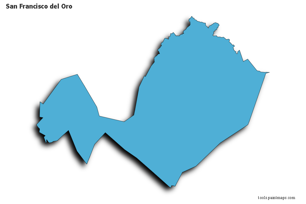 Mapa de San Francisco del Oro con efecto de sombra 3D