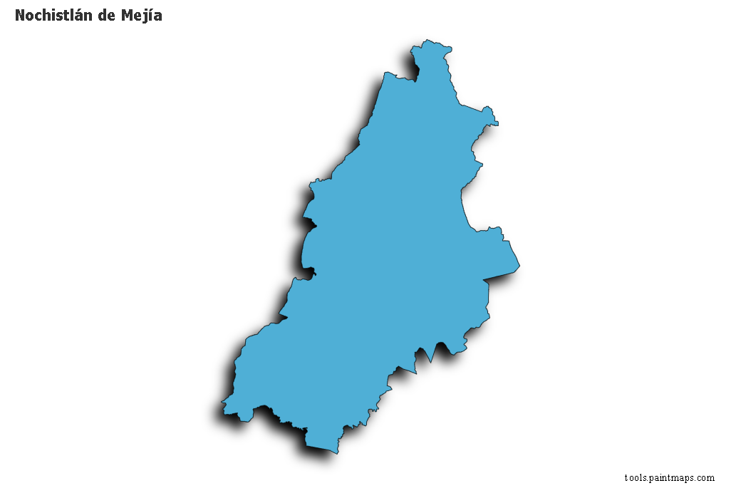 Mapa de Nochistlán de Mejía con efecto de sombra 3D