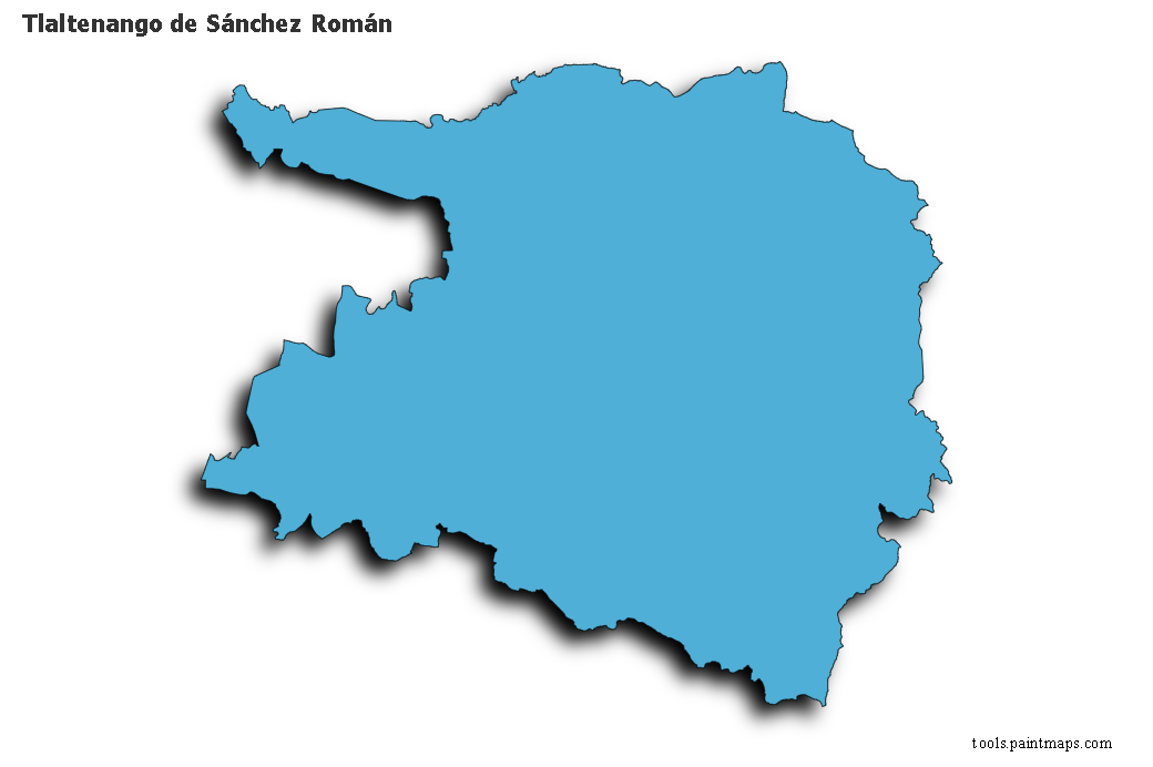 Mapa de Tlaltenango de Sánchez Román con efecto de sombra 3D