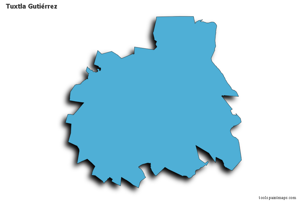 Mapa de Tuxtla Gutiérrez con efecto de sombra 3D