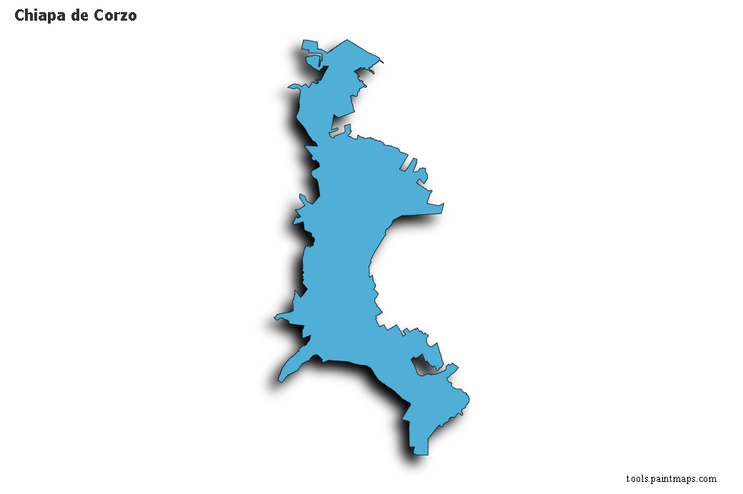 Mapa de Chiapa de Corzo con efecto de sombra 3D