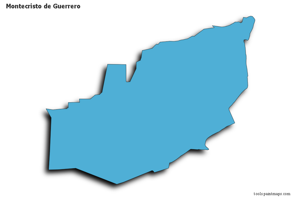 Mapa de Montecristo de Guerrero con efecto de sombra 3D