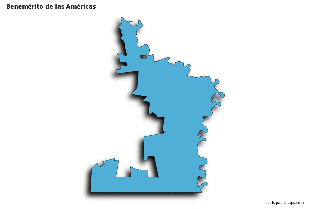 3D gölge efektli Benemérito de las Américas haritası