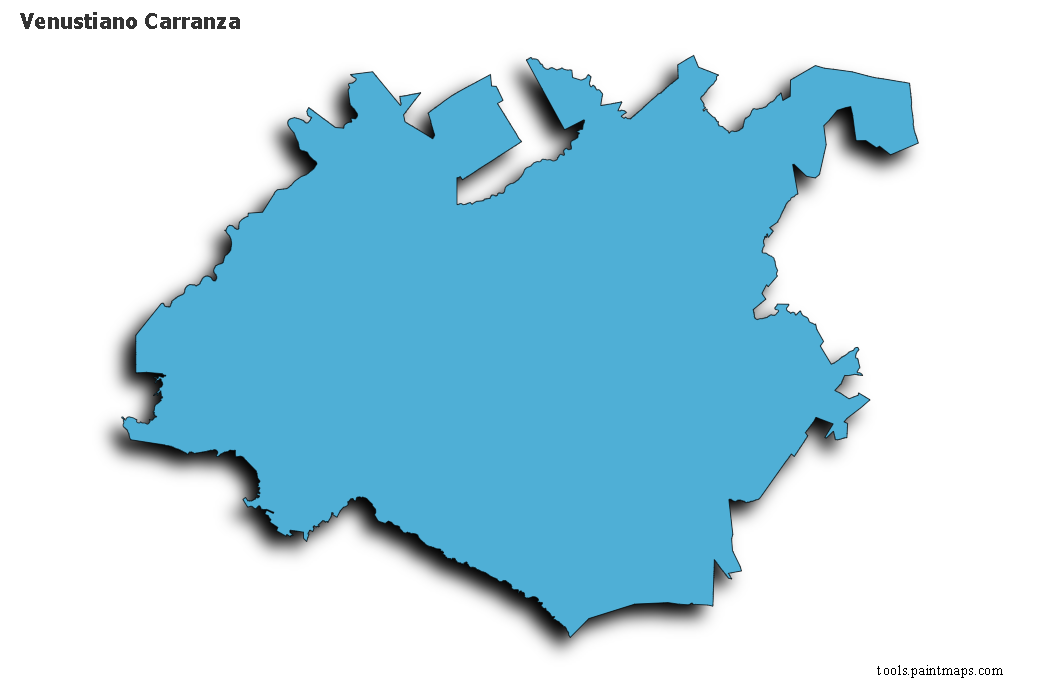 Mapa de Venustiano Carranza con efecto de sombra 3D