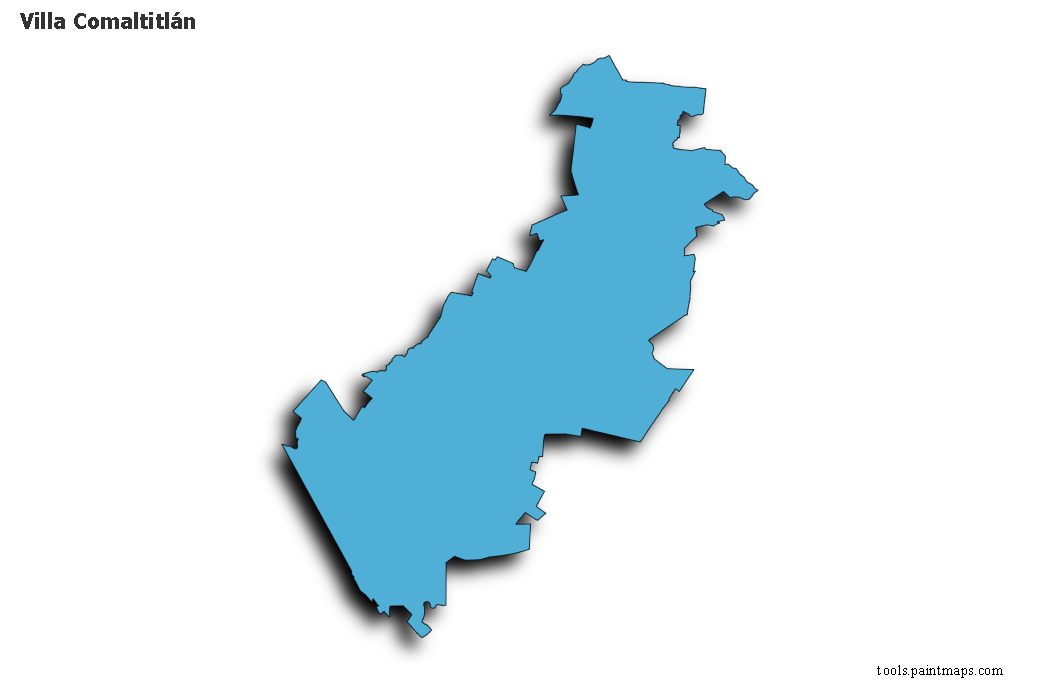 Mapa de Villa Comaltitlán con efecto de sombra 3D