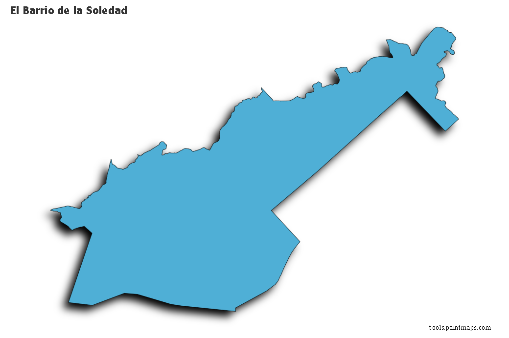 3D gölge efektli El Barrio de la Soledad haritası