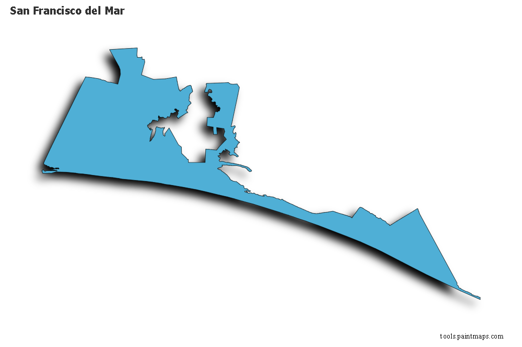 San Francisco del Mar map with 3d shadow effect