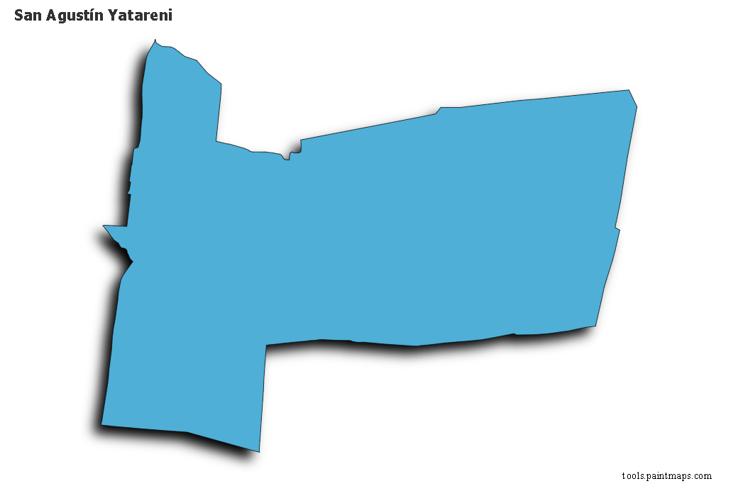 Mapa de San Agustín Yatareni con efecto de sombra 3D