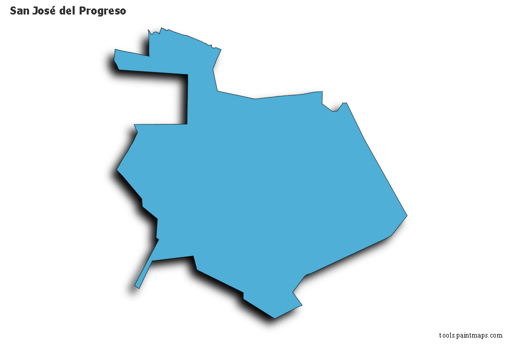 San José del Progreso map with 3d shadow effect