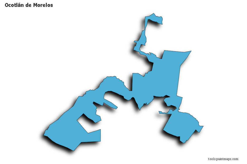 Ocotlán de Morelos map with 3d shadow effect