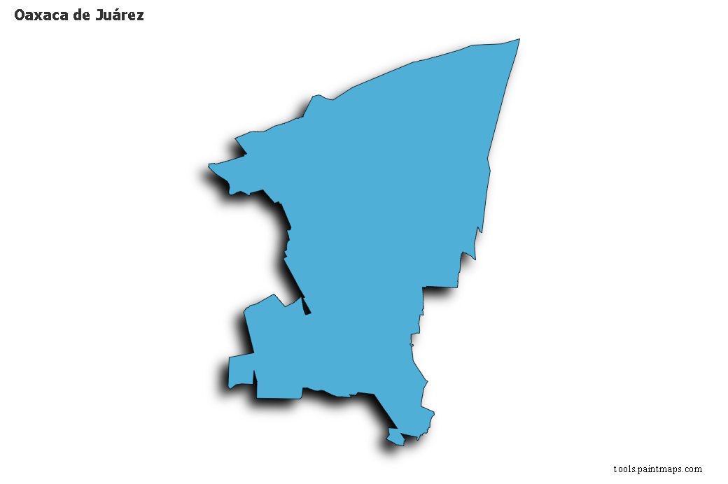 Mapa de Oaxaca de Juárez con efecto de sombra 3D