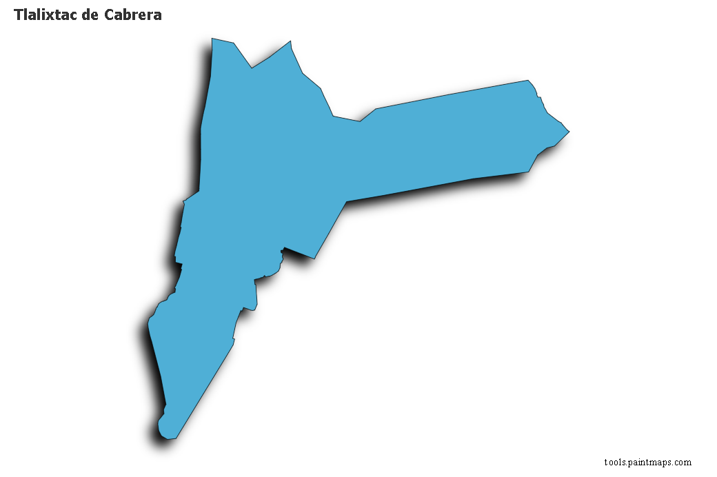 Tlalixtac de Cabrera map with 3d shadow effect