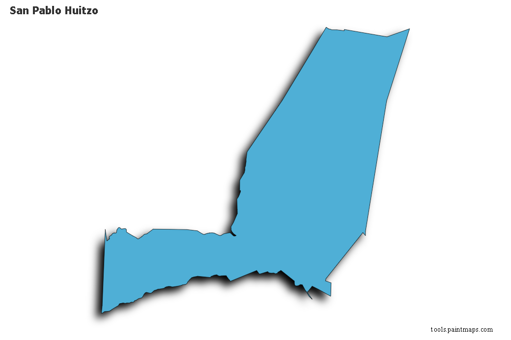 3D gölge efektli San Pablo Huitzo haritası