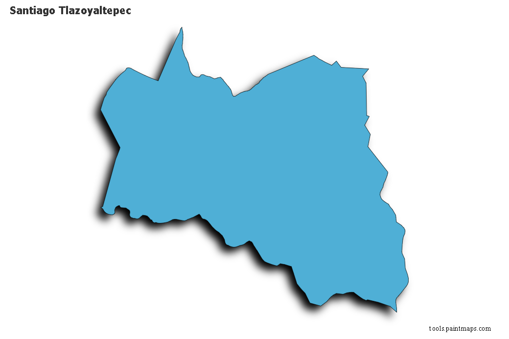 Mapa de Santiago Tlazoyaltepec con efecto de sombra 3D