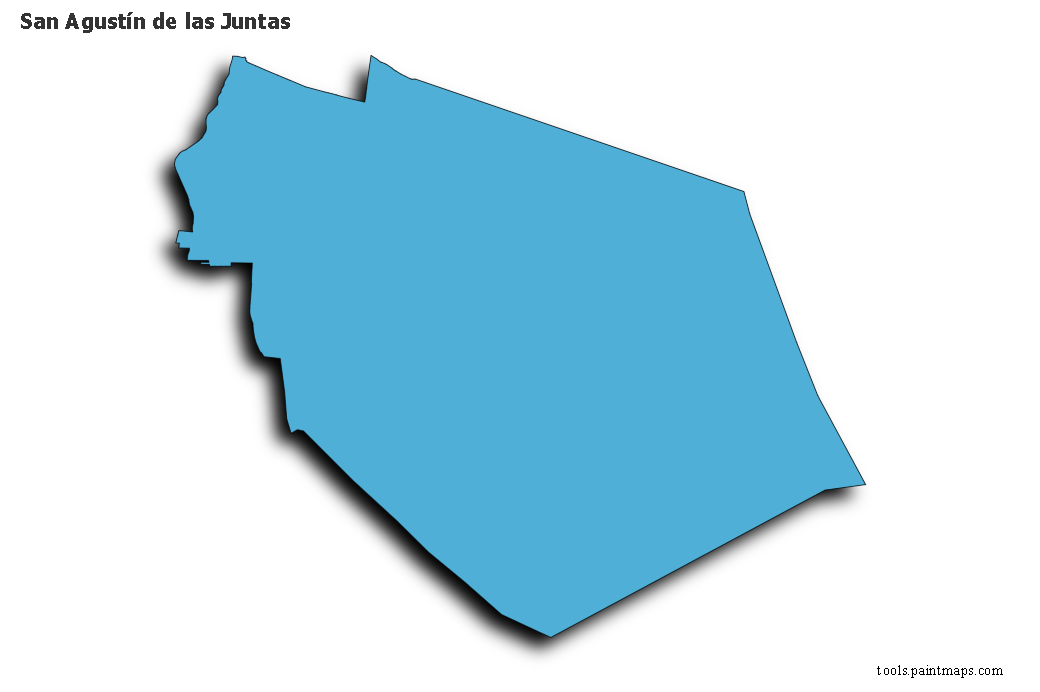 Mapa de San Agustín de las Juntas con efecto de sombra 3D