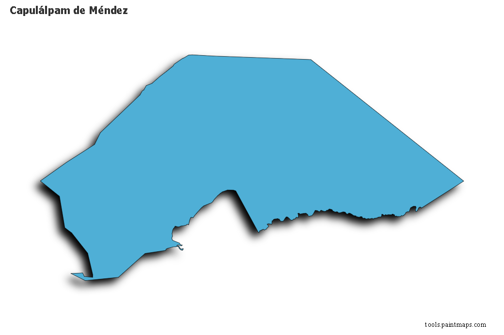 Mapa de Capulálpam de Méndez con efecto de sombra 3D