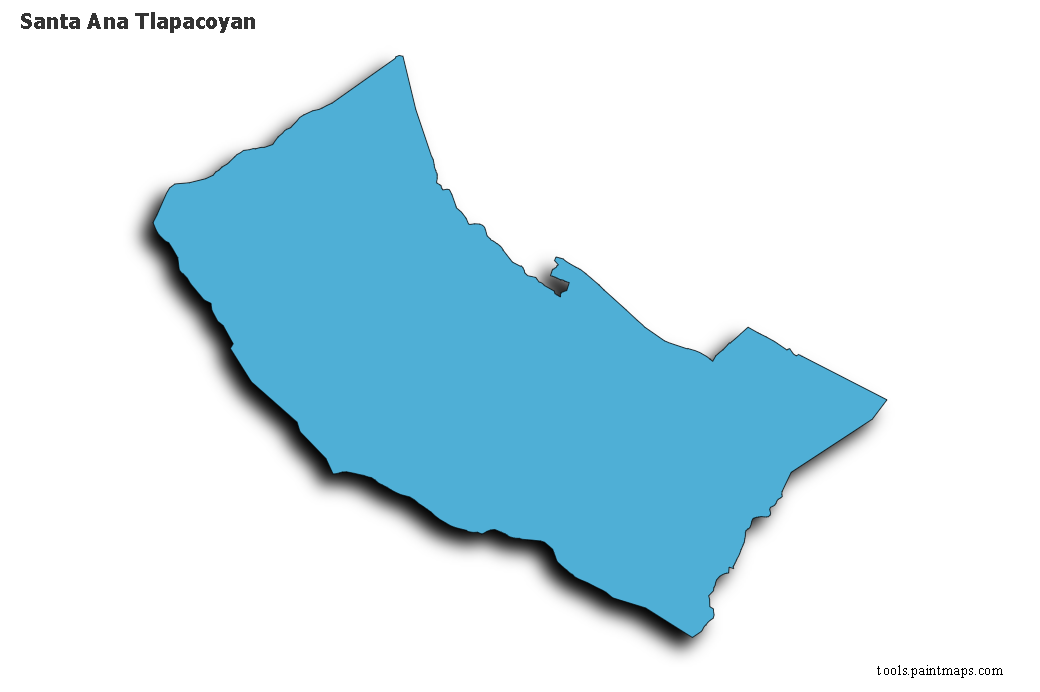 3D gölge efektli Santa Ana Tlapacoyan haritası