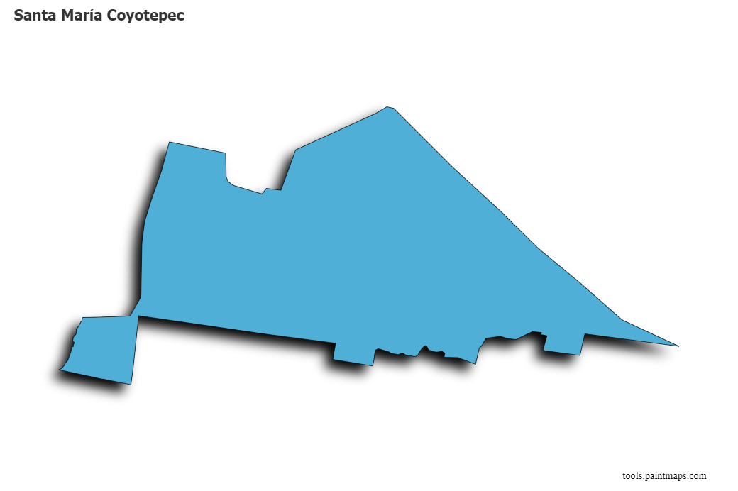 Santa María Coyotepec map with 3d shadow effect