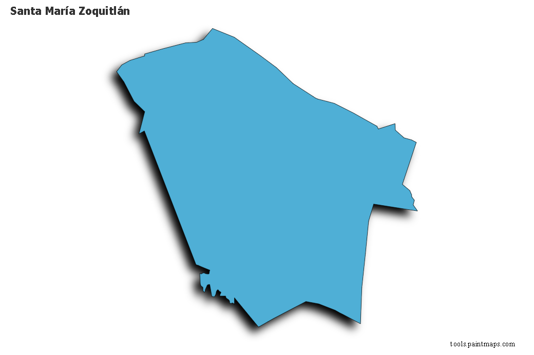Mapa de Santa María Zoquitlán con efecto de sombra 3D