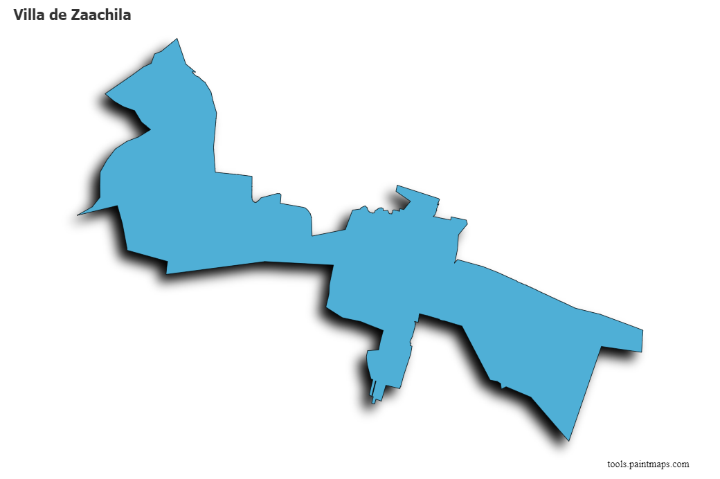 Mapa de Villa de Zaachila con efecto de sombra 3D