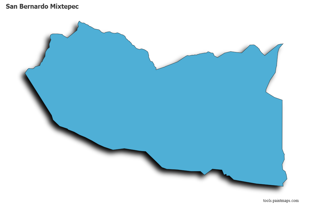 Mapa de San Bernardo Mixtepec con efecto de sombra 3D