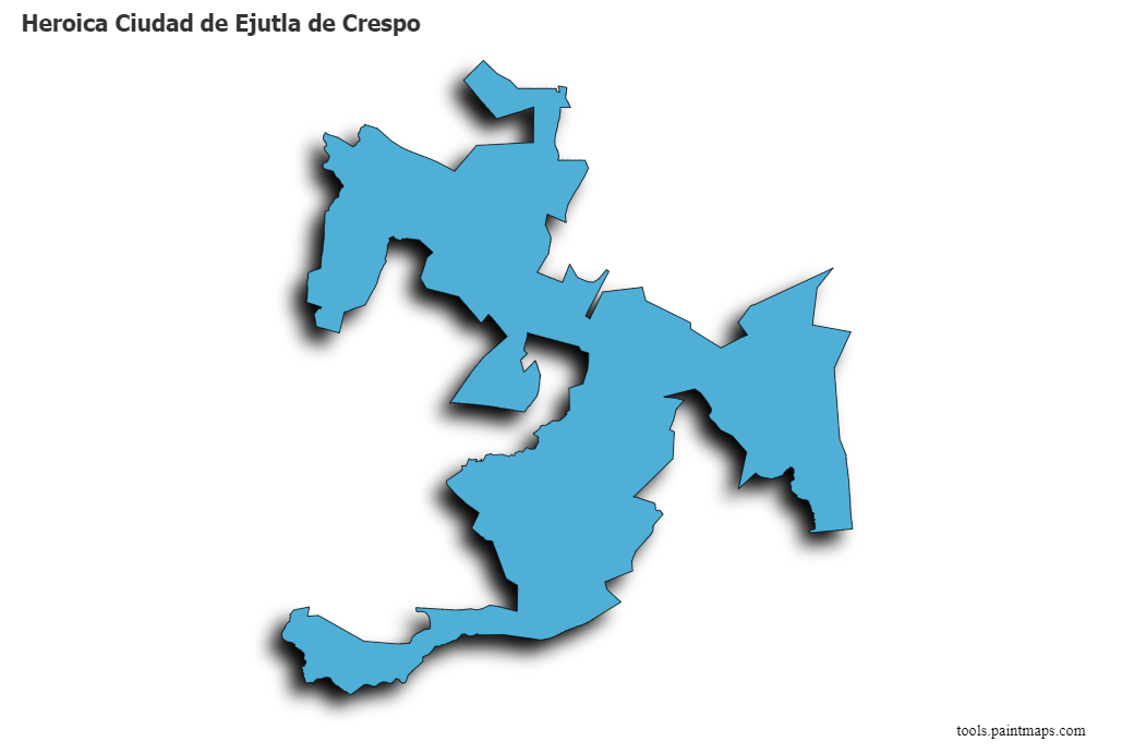 3D gölge efektli Heroica Ciudad de Ejutla de Crespo haritası