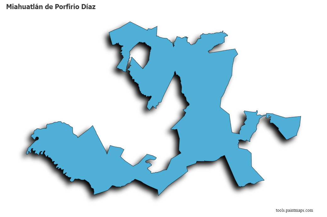 Mapa de Miahuatlán de Porfirio Díaz con efecto de sombra 3D