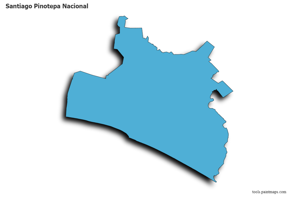 3D gölge efektli Santiago Pinotepa Nacional haritası