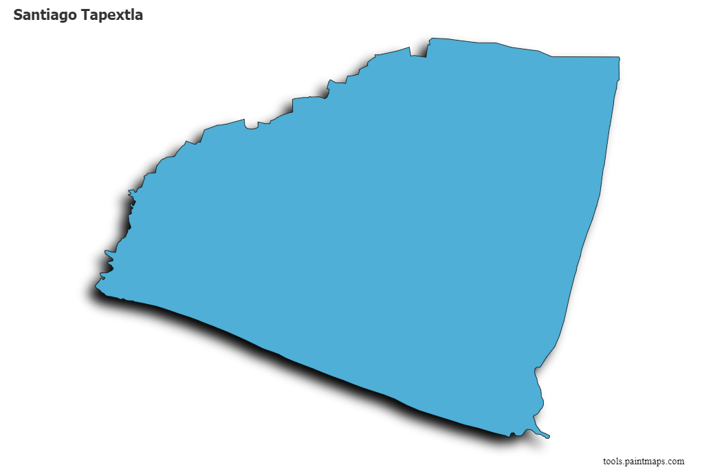 3D gölge efektli Santiago Tapextla haritası