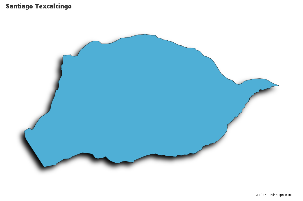 3D gölge efektli Santiago Texcalcingo haritası