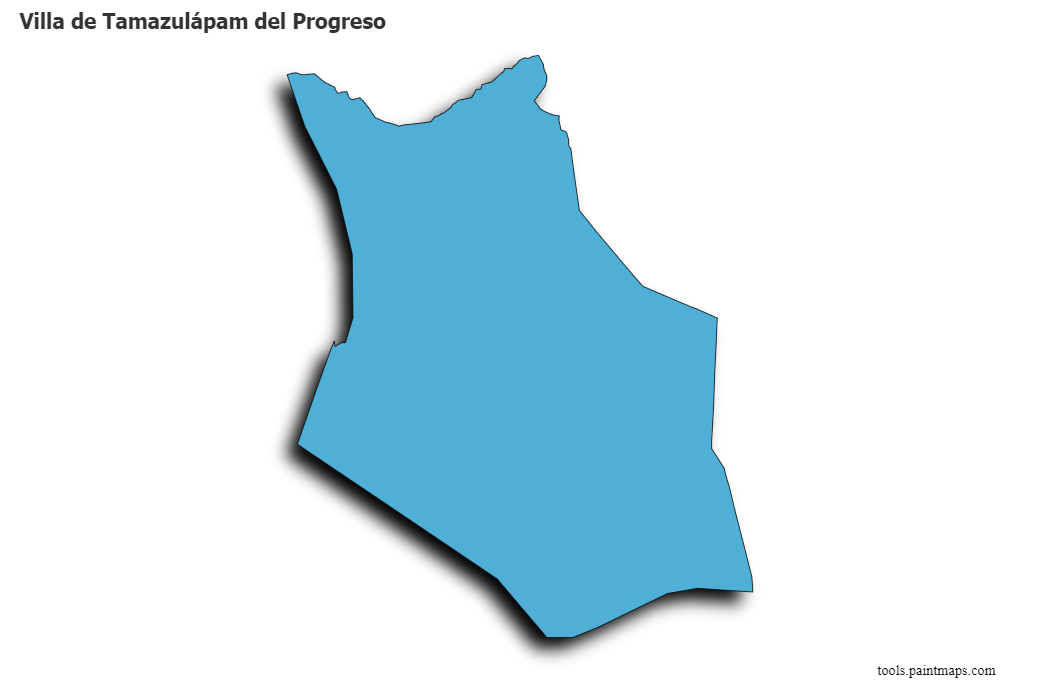 Mapa de Villa de Tamazulápam del Progreso con efecto de sombra 3D