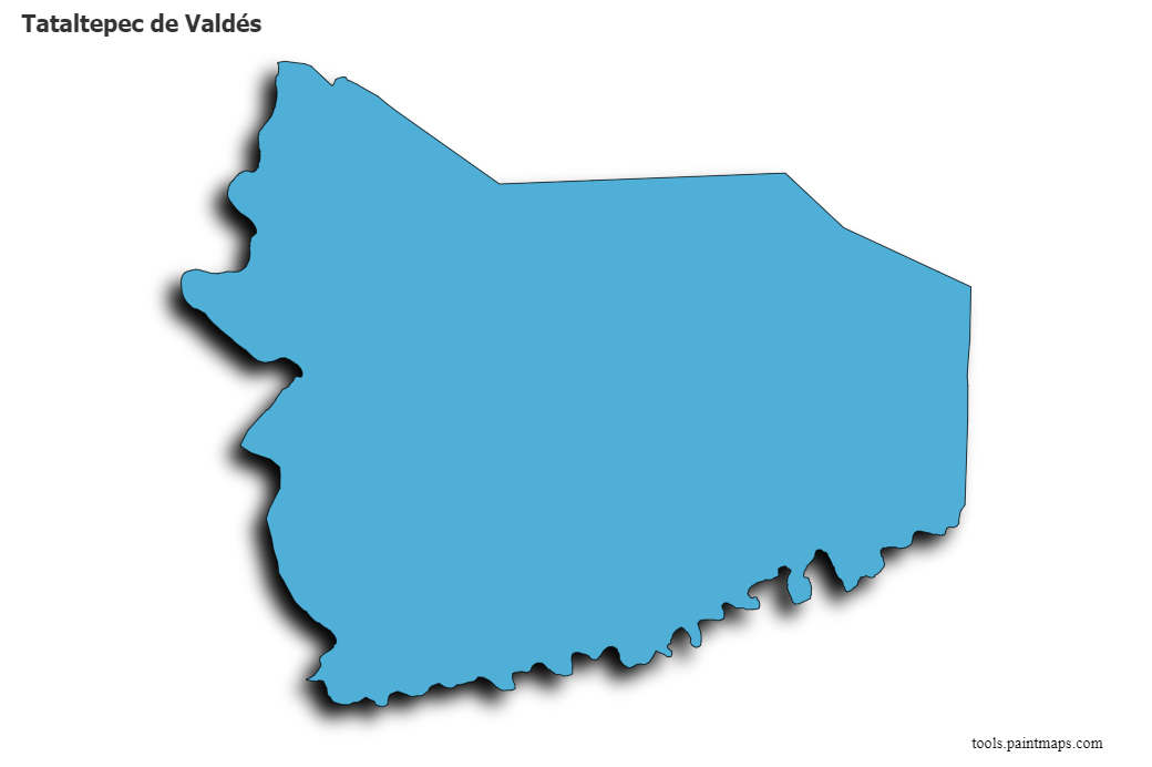 Mapa de Tataltepec de Valdés con efecto de sombra 3D