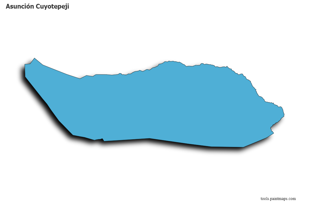 Asunción Cuyotepeji map with 3d shadow effect