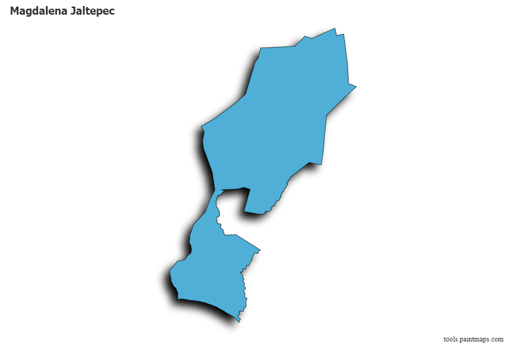 Mapa de Magdalena Jaltepec con efecto de sombra 3D