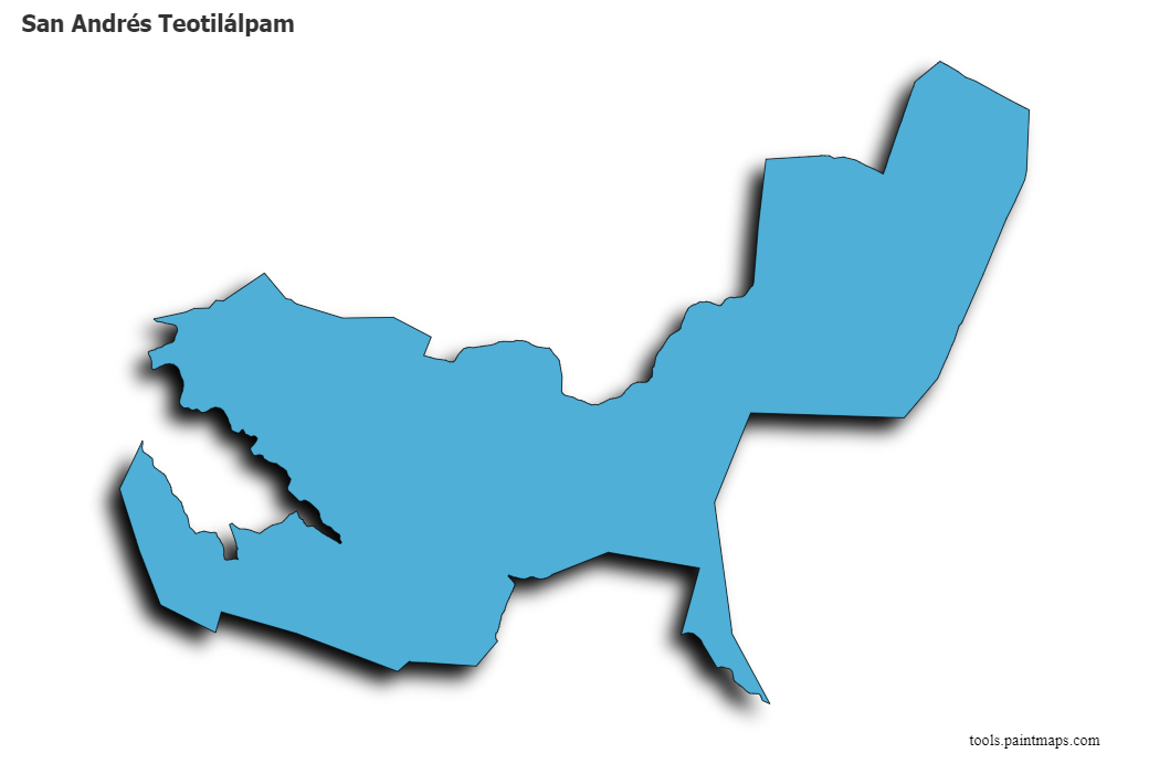 3D gölge efektli San Andrés Teotilálpam haritası