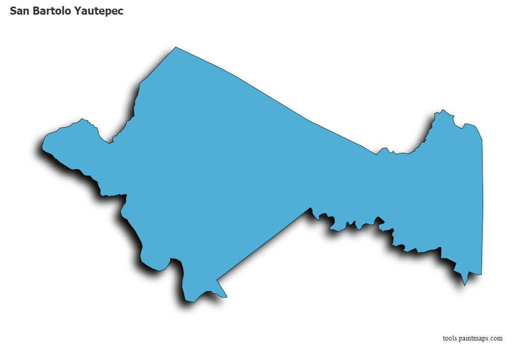 Mapa de San Bartolo Yautepec con efecto de sombra 3D