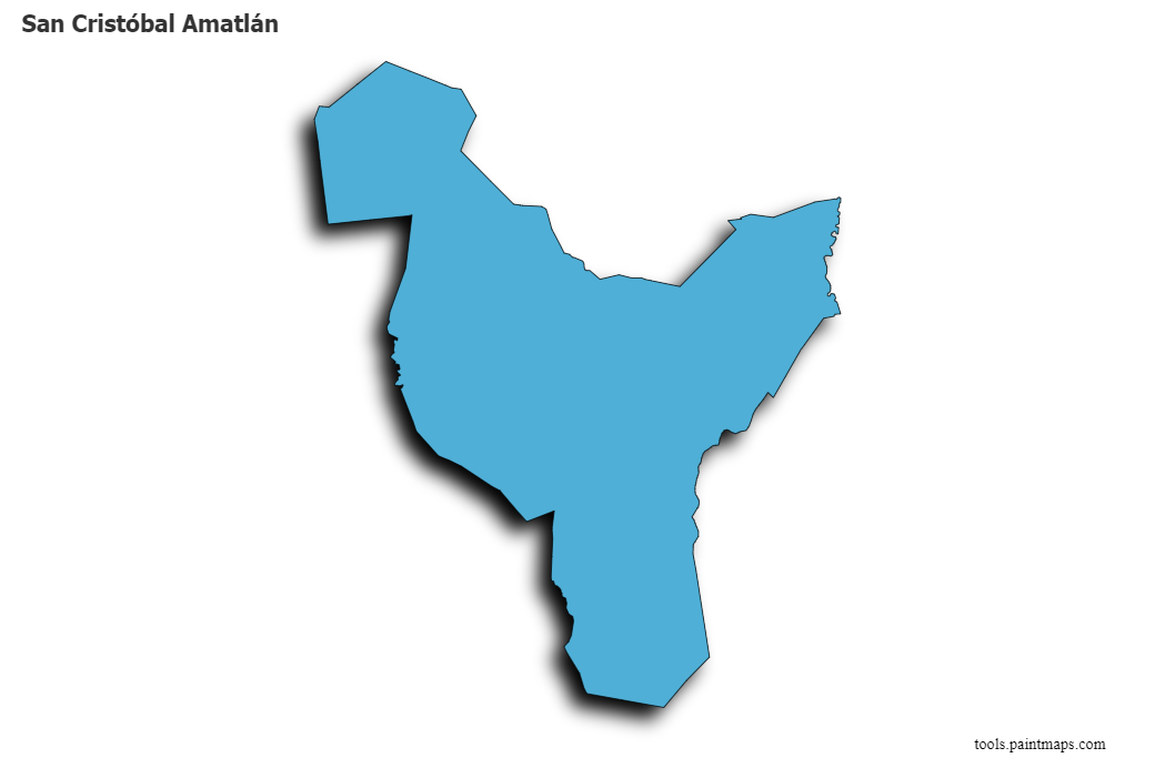 Mapa de San Cristóbal Amatlán con efecto de sombra 3D