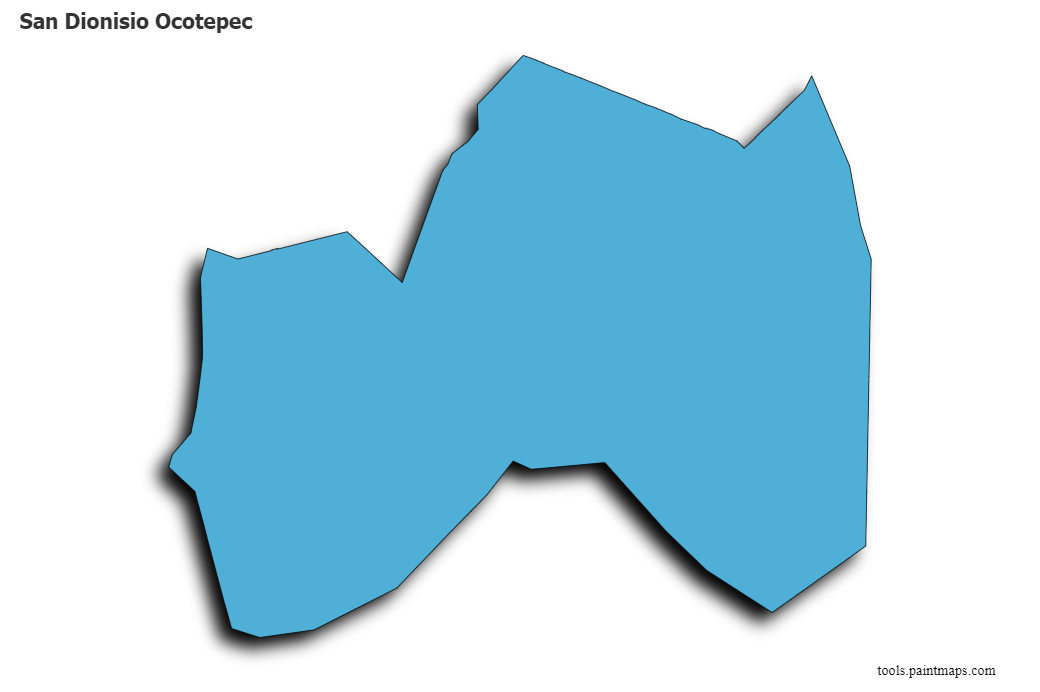 San Dionisio Ocotepec map with 3d shadow effect