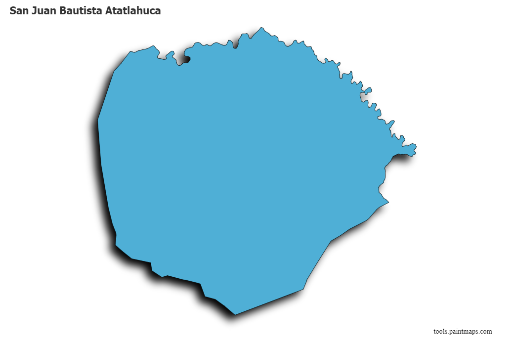 Mapa de San Juan Bautista Atatlahuca con efecto de sombra 3D