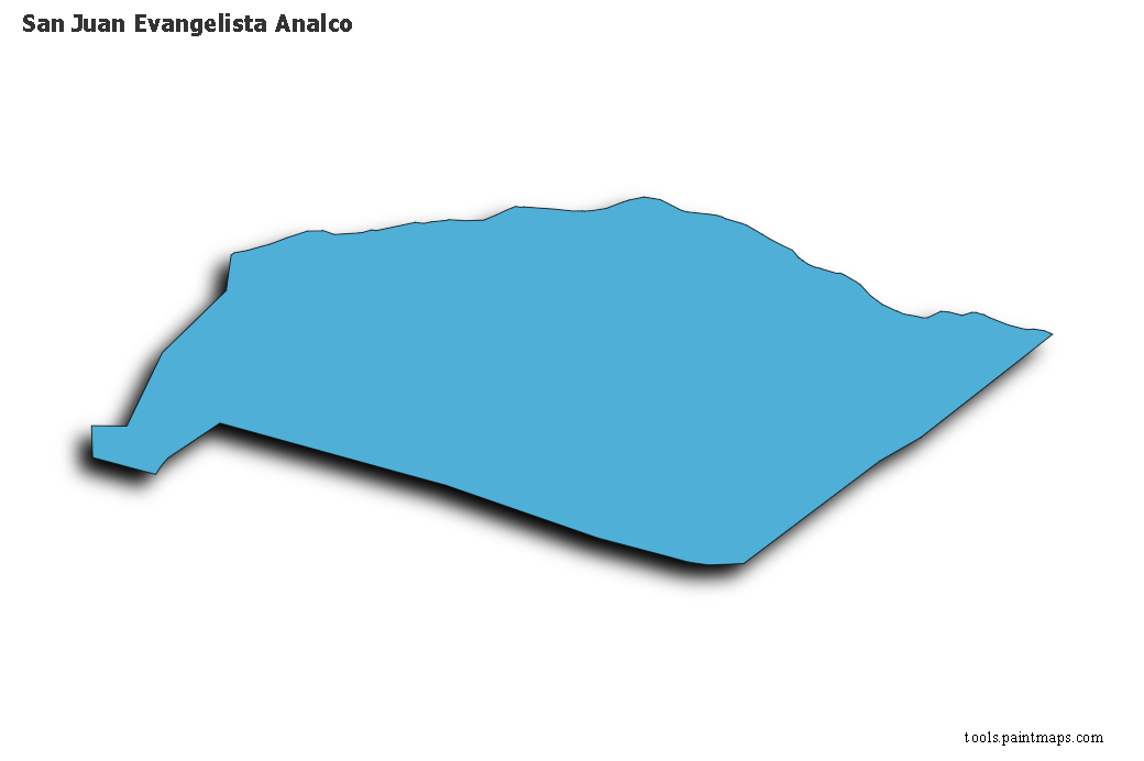 Mapa de San Juan Evangelista Analco con efecto de sombra 3D