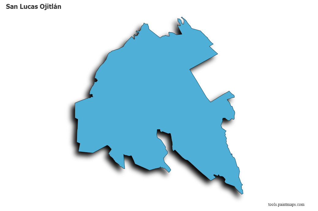 Mapa de San Lucas Ojitlán con efecto de sombra 3D