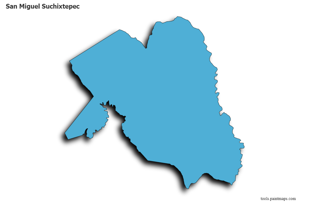 Mapa de San Miguel Suchixtepec con efecto de sombra 3D