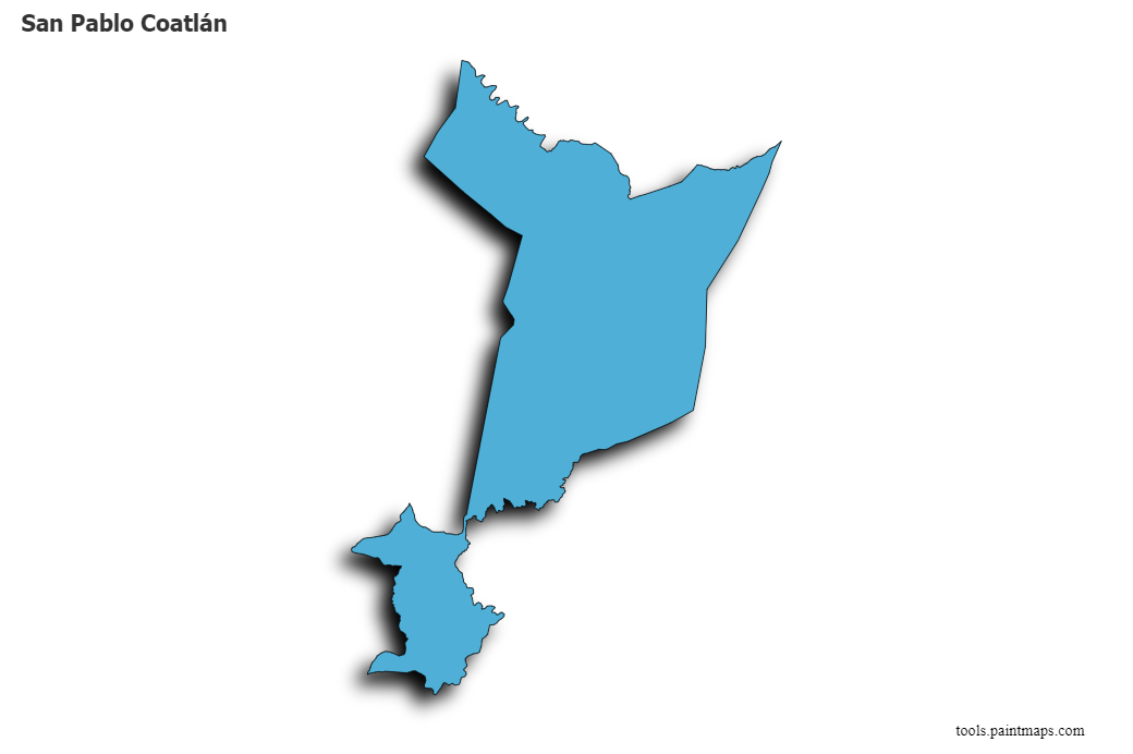 3D gölge efektli San Pablo Coatlán haritası