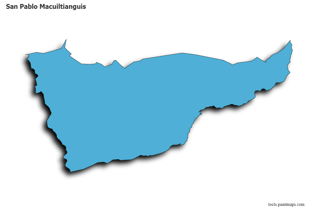 3D gölge efektli San Pablo Macuiltianguis haritası