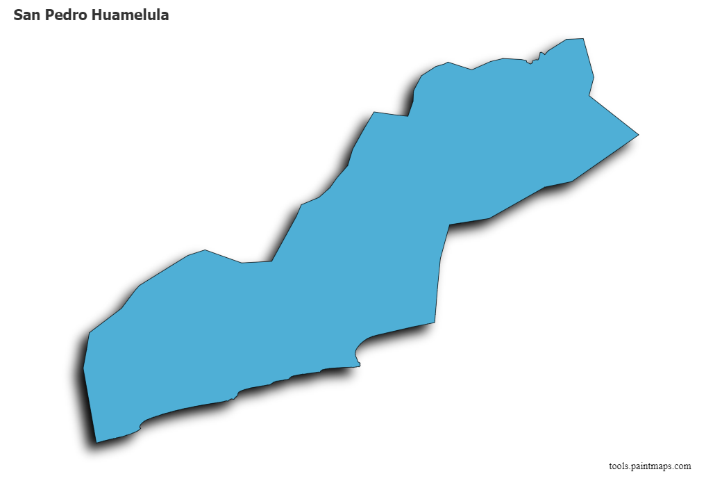 3D gölge efektli San Pedro Huamelula haritası