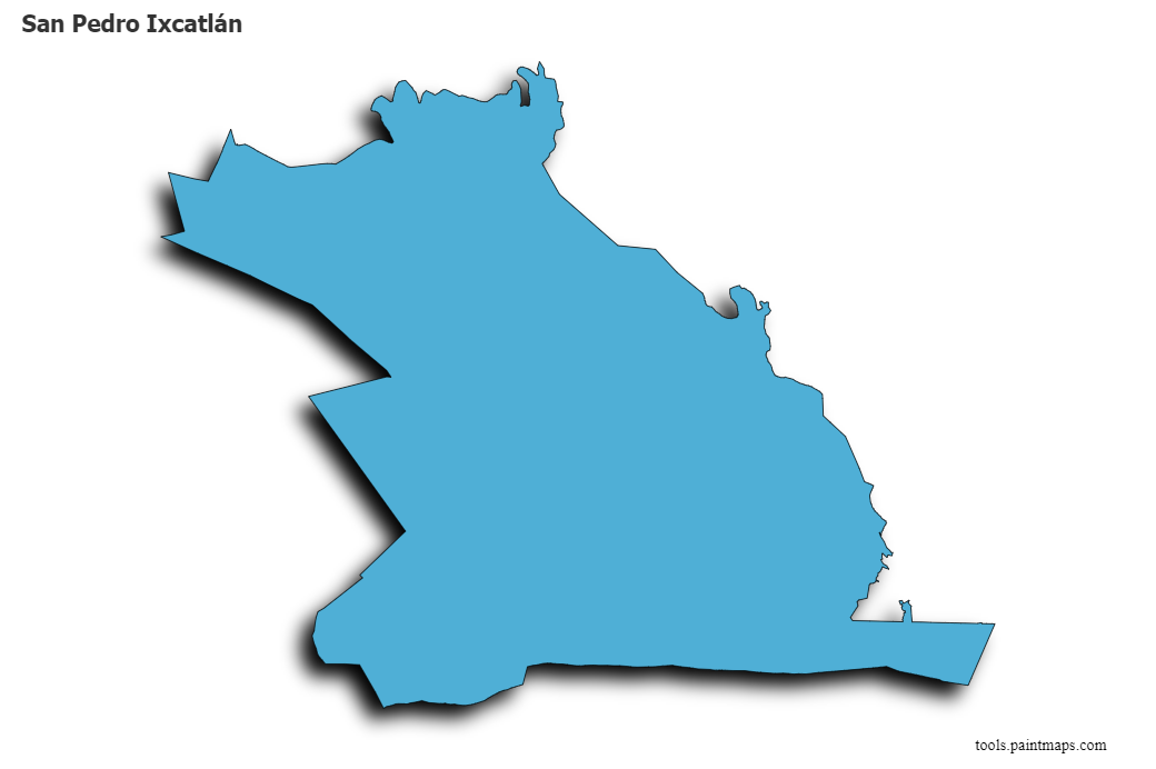 3D gölge efektli San Pedro Ixcatlán haritası