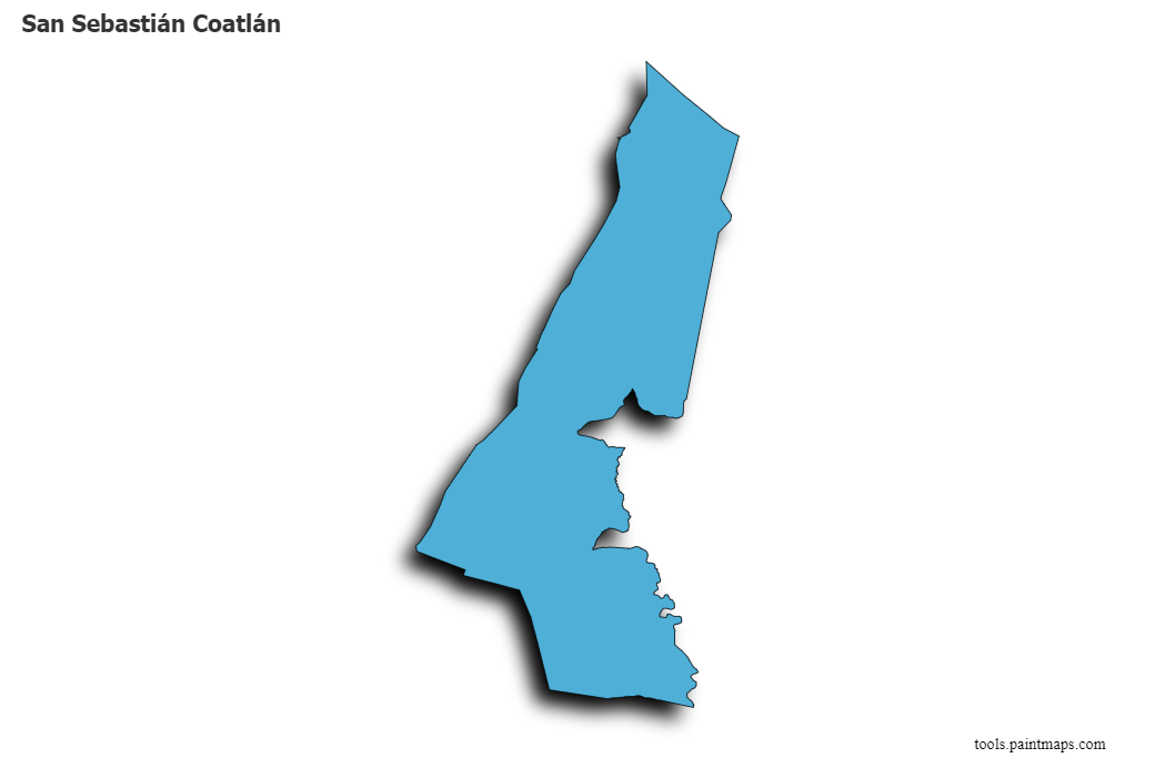 Mapa de San Sebastián Coatlán con efecto de sombra 3D